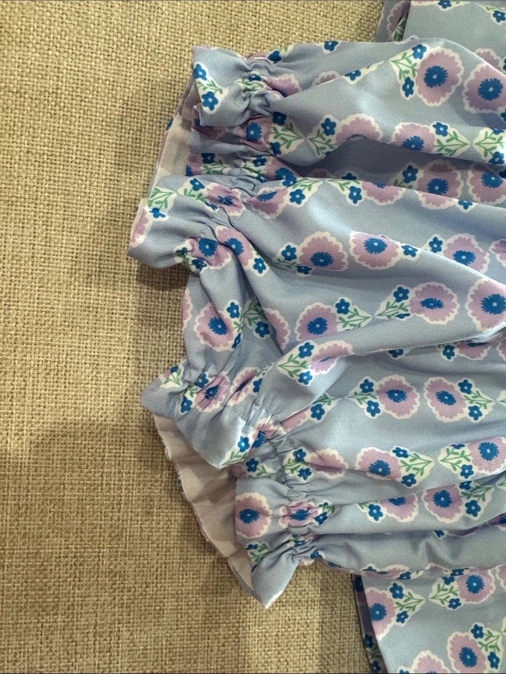 Smocked Floral Baby Matching Set - Light Blue & Pink
